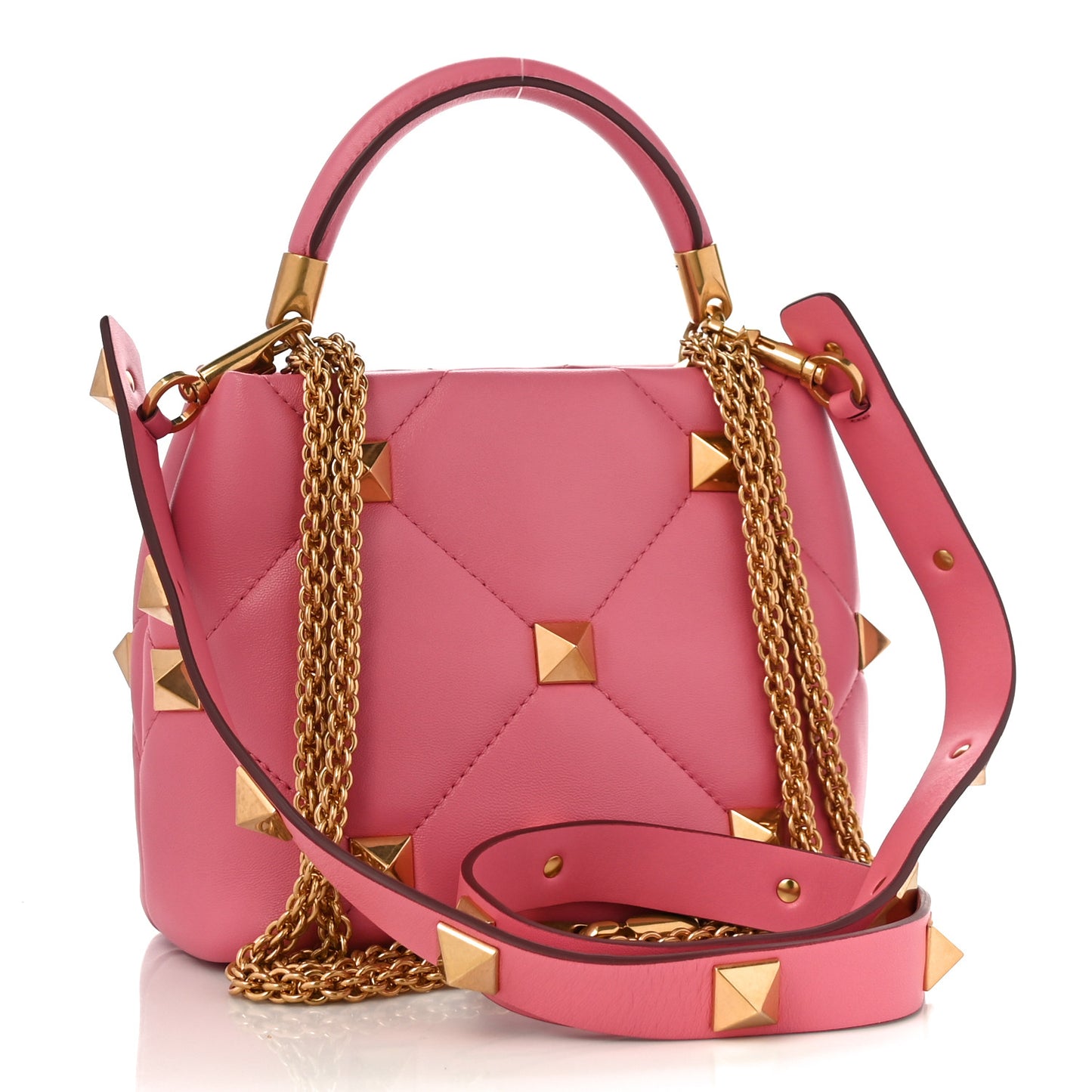 Nappa Small Roman Stud The Handle Bag Flamingo Pink