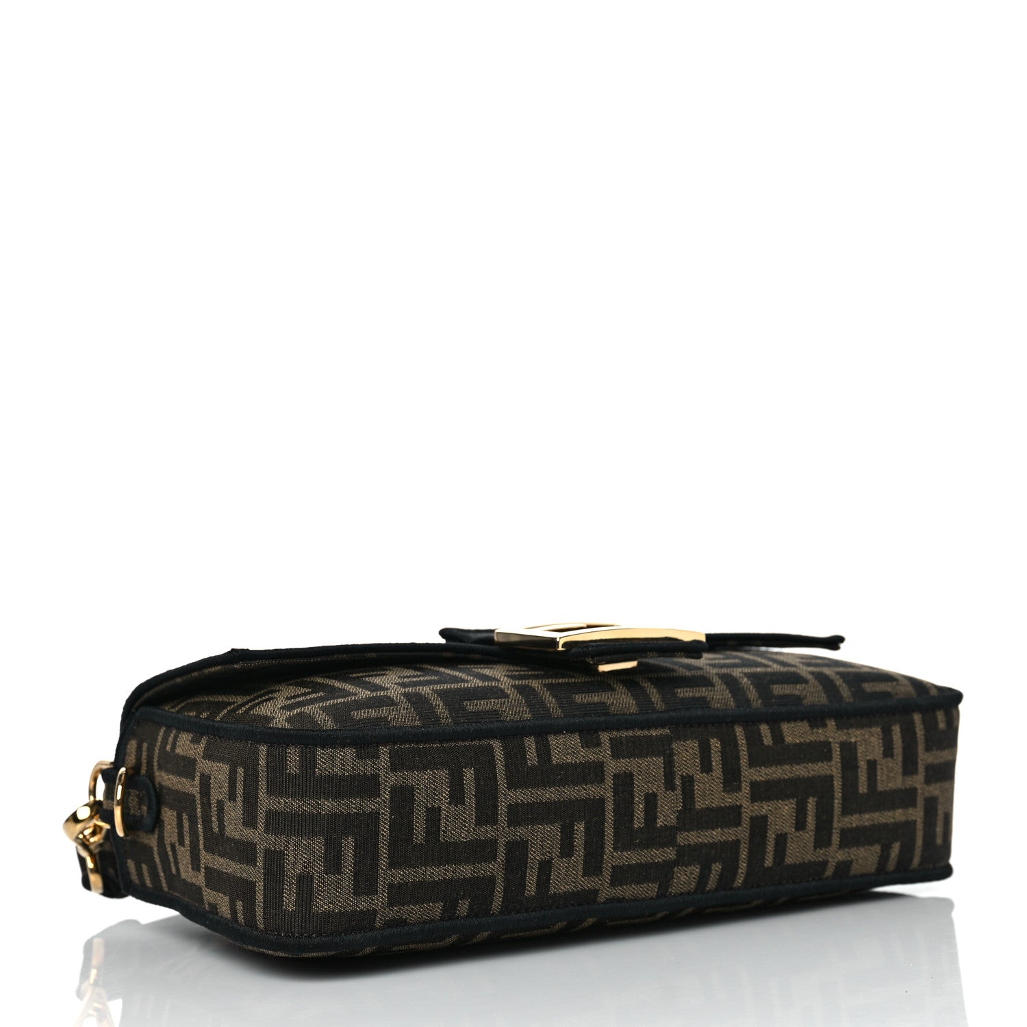 Fendi Fabric Jacquard FF 1974 Medium Baguette Tobacco Moro Black 4 of 8