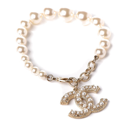 Chanel Pearl Crystal CC Bracelet Gold 1 of 5