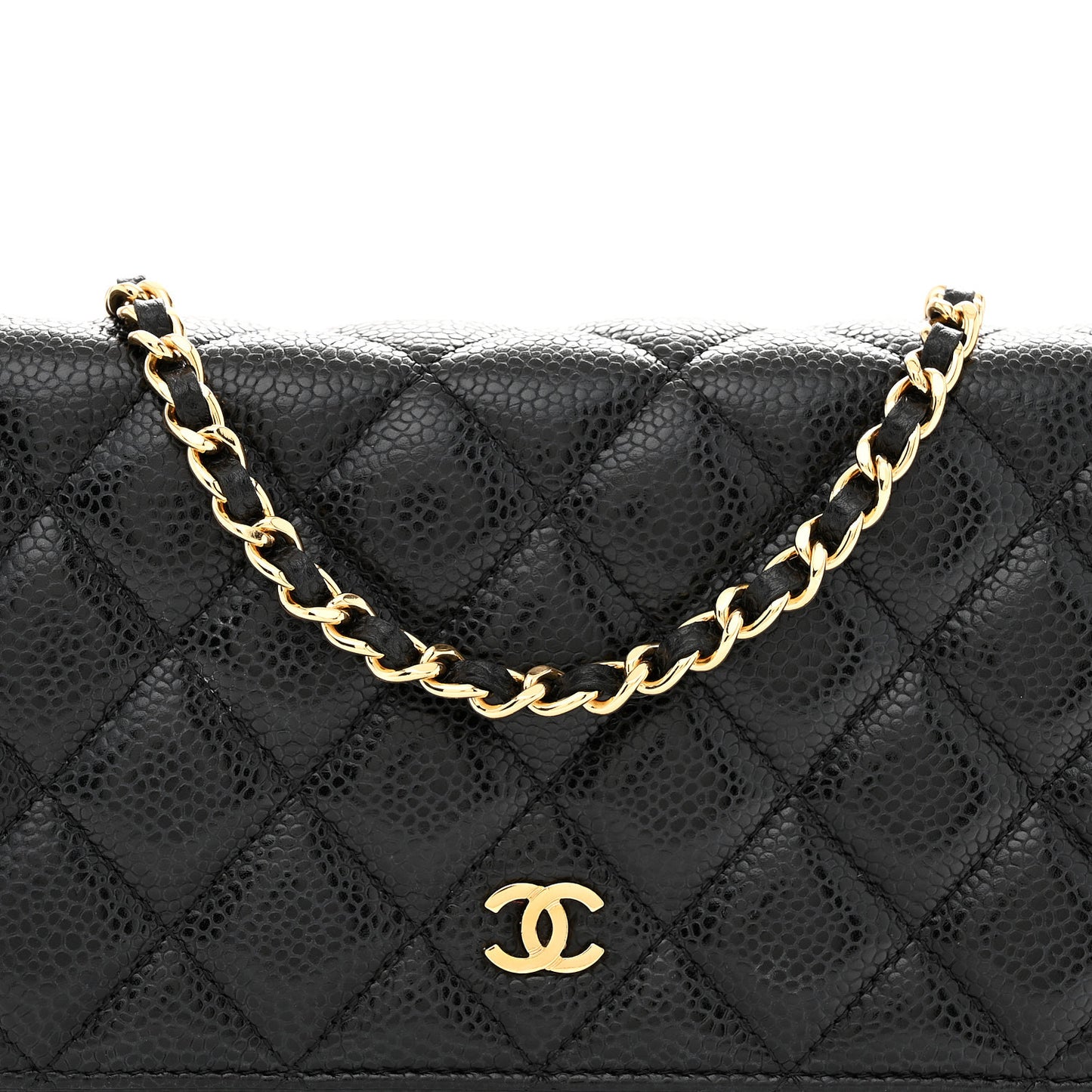 Caviar Quilted Wallet on Chain WOC Black