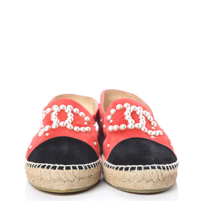 Chanel Suede Pearl CC Espadrilles 40 Red 2 of 14