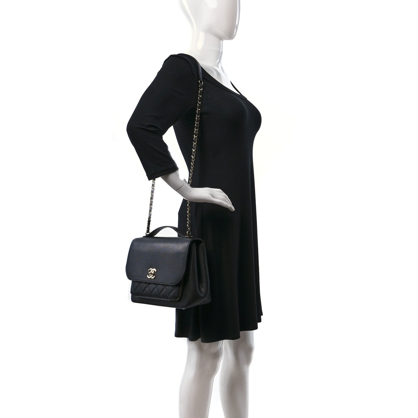 Caviar Quilted Large Business Affinity Flap Black
