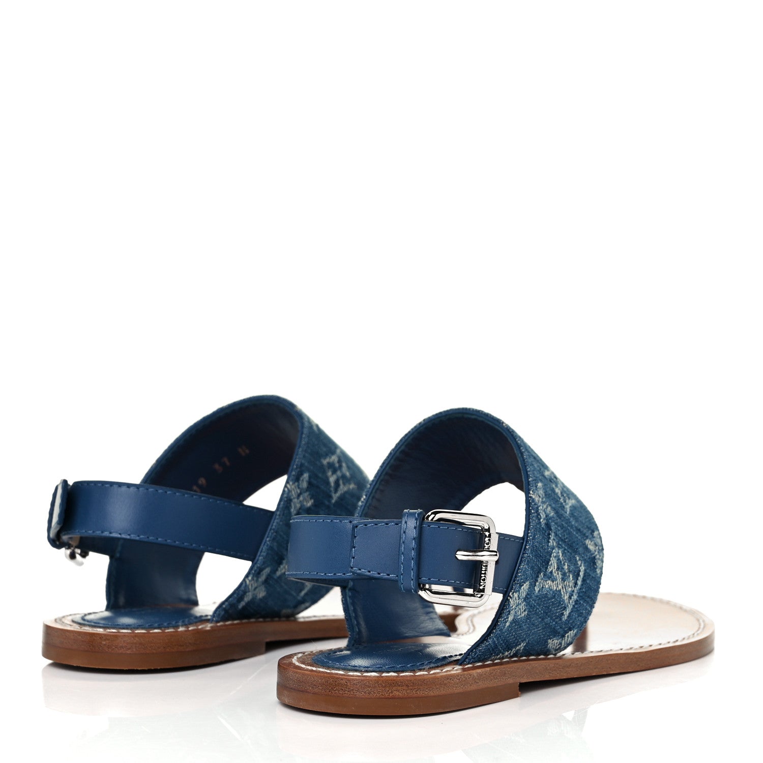 Louis Vuitton Monogram Denim Starboard Flat Thong Sandal 37 Blue 4 of 8