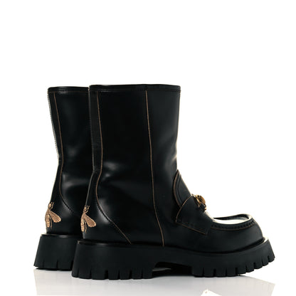 Gucci Cordovan Lux Womens Harald Horsebit 25mm Platform Boots 39 Black 4 of 9