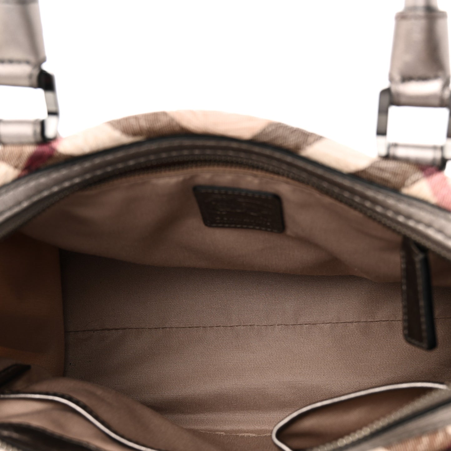 PVC Nova Check Embossed Convertible Satchel Pewter