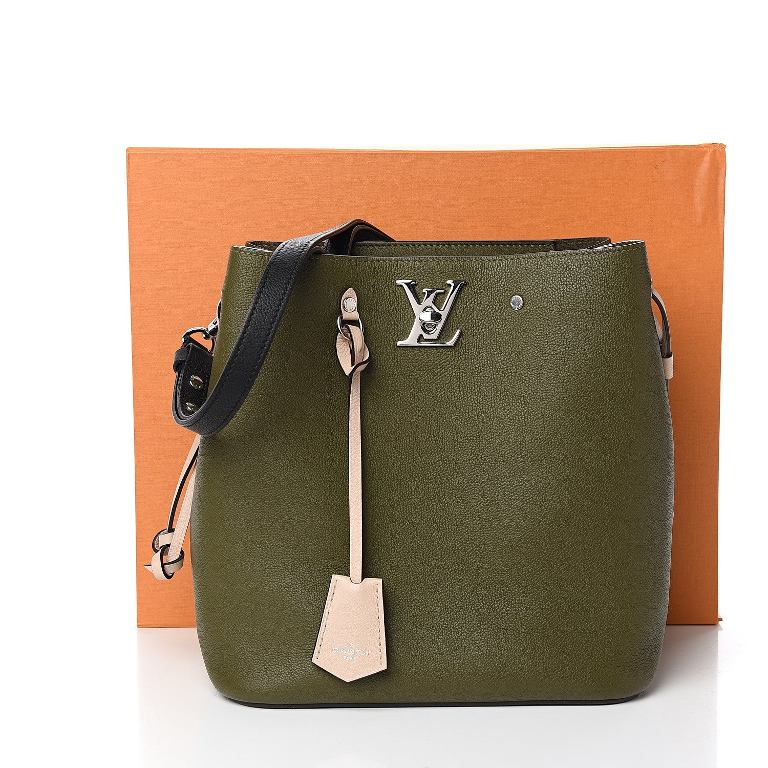 Louis Vuitton Calfskin Lockme Bucket Laurier Green Toffee Latte Beige Black 8 of 8