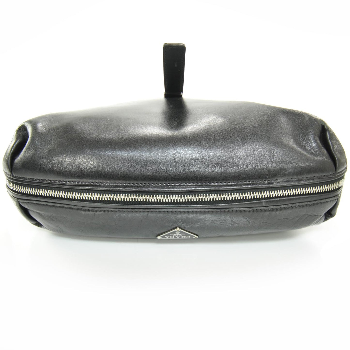 Leather Zip Around Shoulder Bag Nero Black