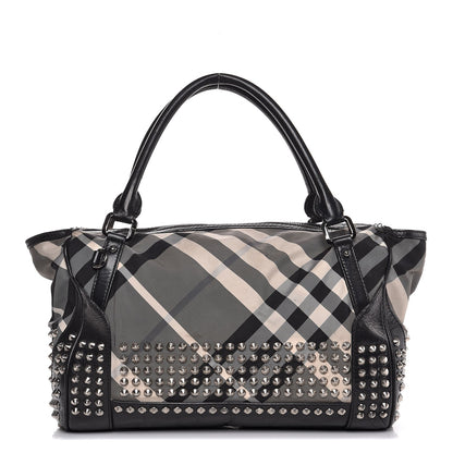 Burberry Nylon Beat Check Studded Medium Edenham Satchel Black 1 of 17