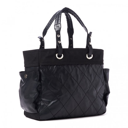 Chanel Coated Canvas Quilted Large Paris Biarritz Tote Black 4 of 11