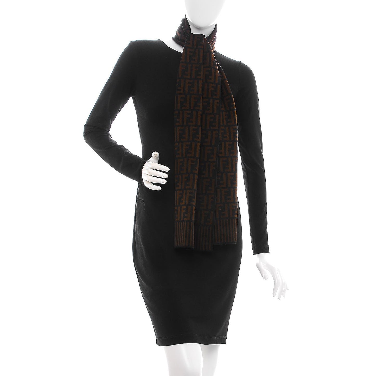 Wool FF Print Scarf Black