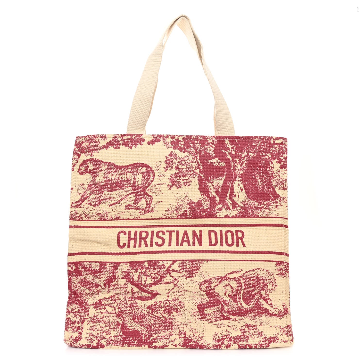 Christian Dior Straw Dioriviera Tote Red 1 of 8