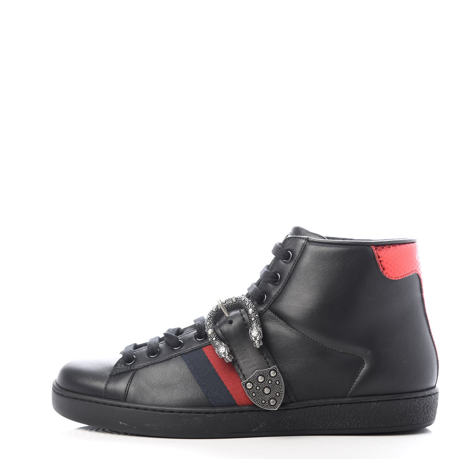 Gucci Calfskin Ayers Web Mens Dionysus High Top Sneakers 8.5 Black 4 of 10