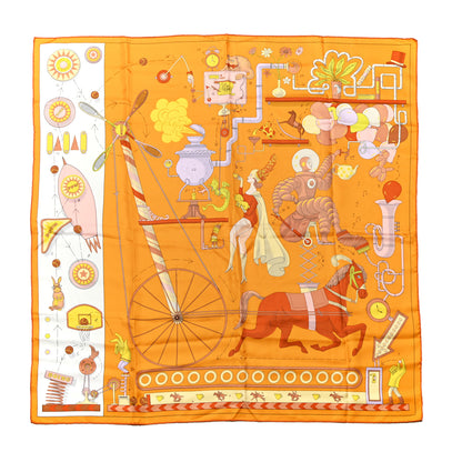 Hermes Silk Tea For Two Scarf 90 Orange White Jaune 1 of 4