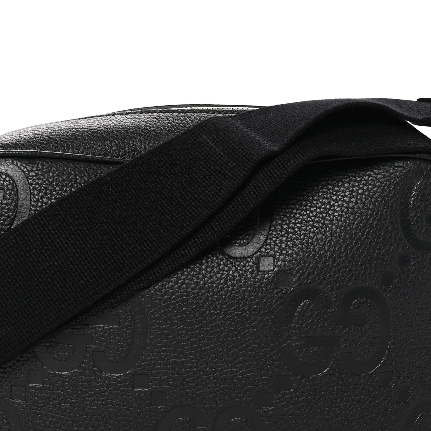 Piuma Calfskin Jumbo GG Embossed Medium Messenger Bag Black