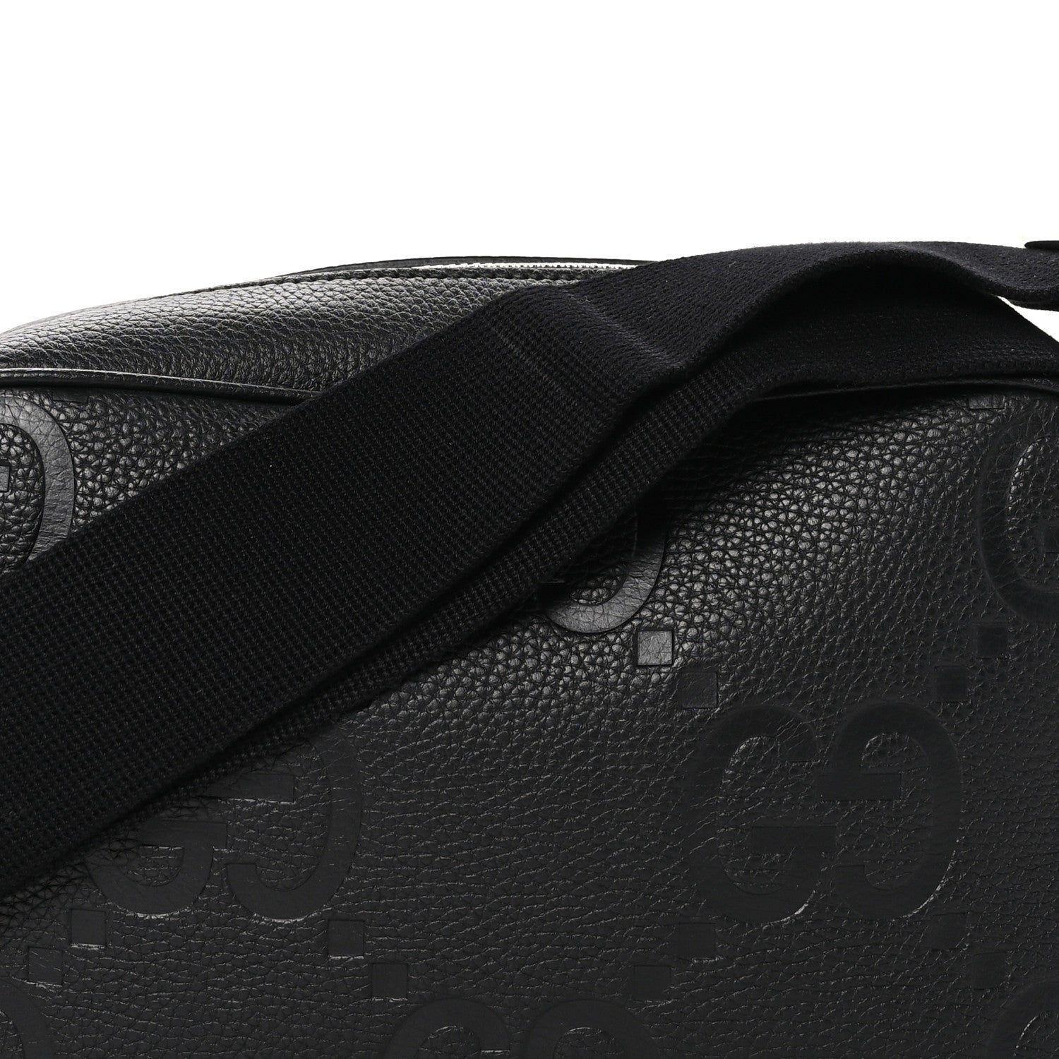 Gucci Piuma Calfskin Jumbo GG Embossed Medium Messenger Bag Black 8 of 10