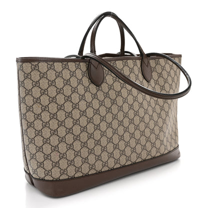 Gucci GG Supreme Monogram Textured Calfskin Medium Ophidia Shoulder Tote Bag Beige Ebony New Acero 3 of 13