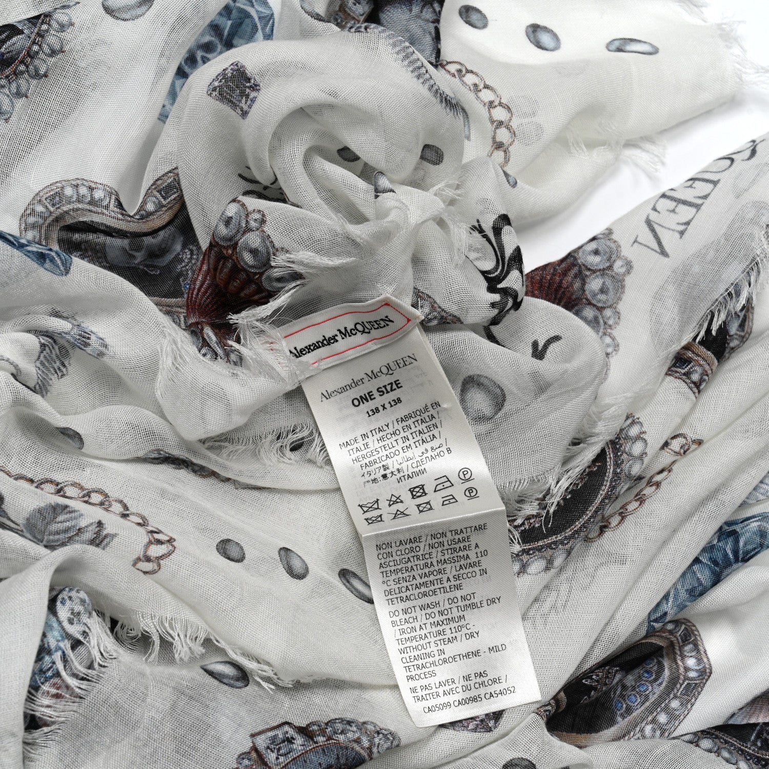 Alexander McQueen Modal Lost At Sea Cameo Scarf Ivory Sky 3 of 4