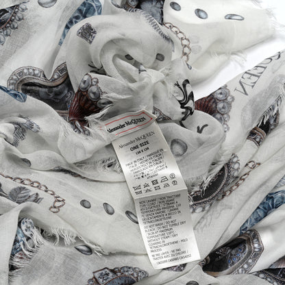 Alexander McQueen Modal Lost At Sea Cameo Scarf Ivory Sky 3 of 4
