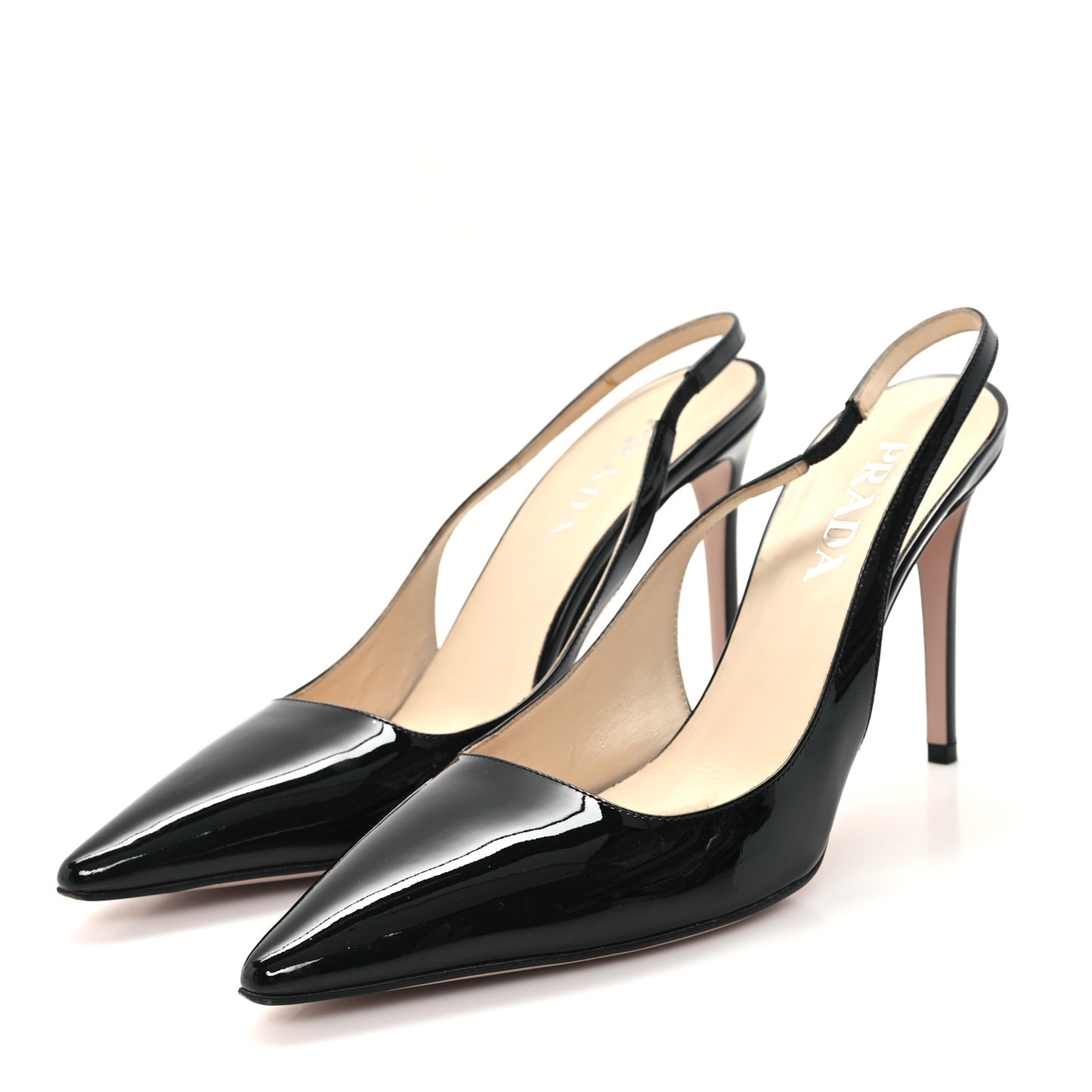 Vernice Triangle Logo Pointed Toe Slingback Pumps 40 Black