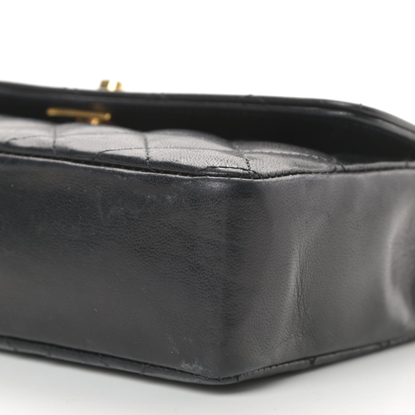 Lambskin Quilted Mini Rectangular Flap Black