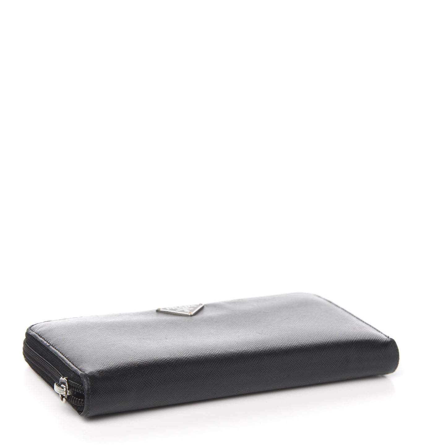 Saffiano Triangle Zip Around Wallet Black