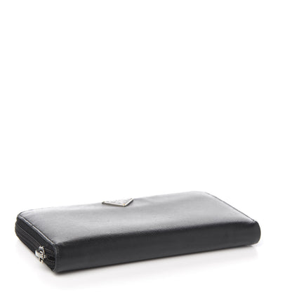 Prada Saffiano Triangle Zip Around Wallet Black 3 of 11