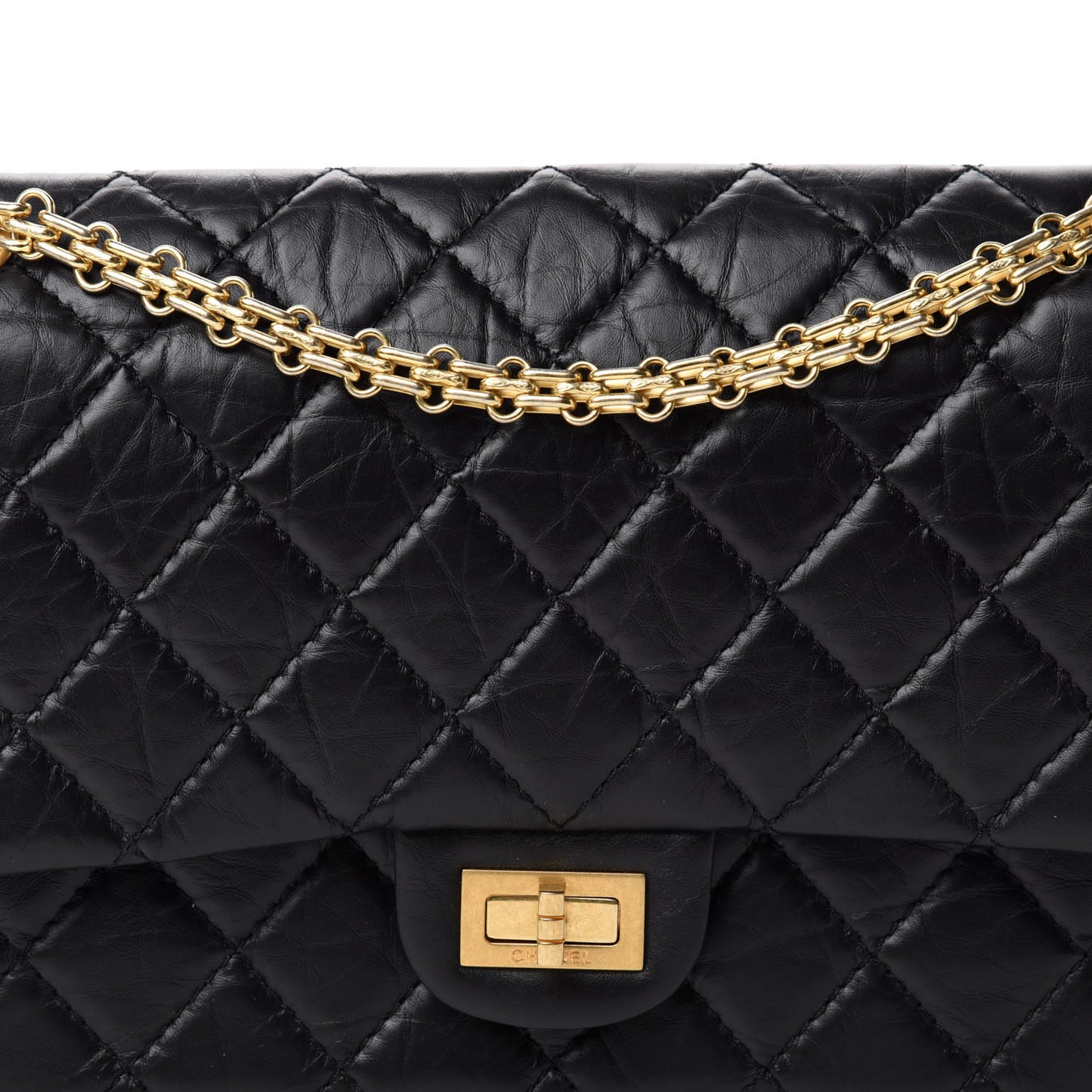 Aged Calfskin Quilted 2.55 Reissue 226 Flap Black
