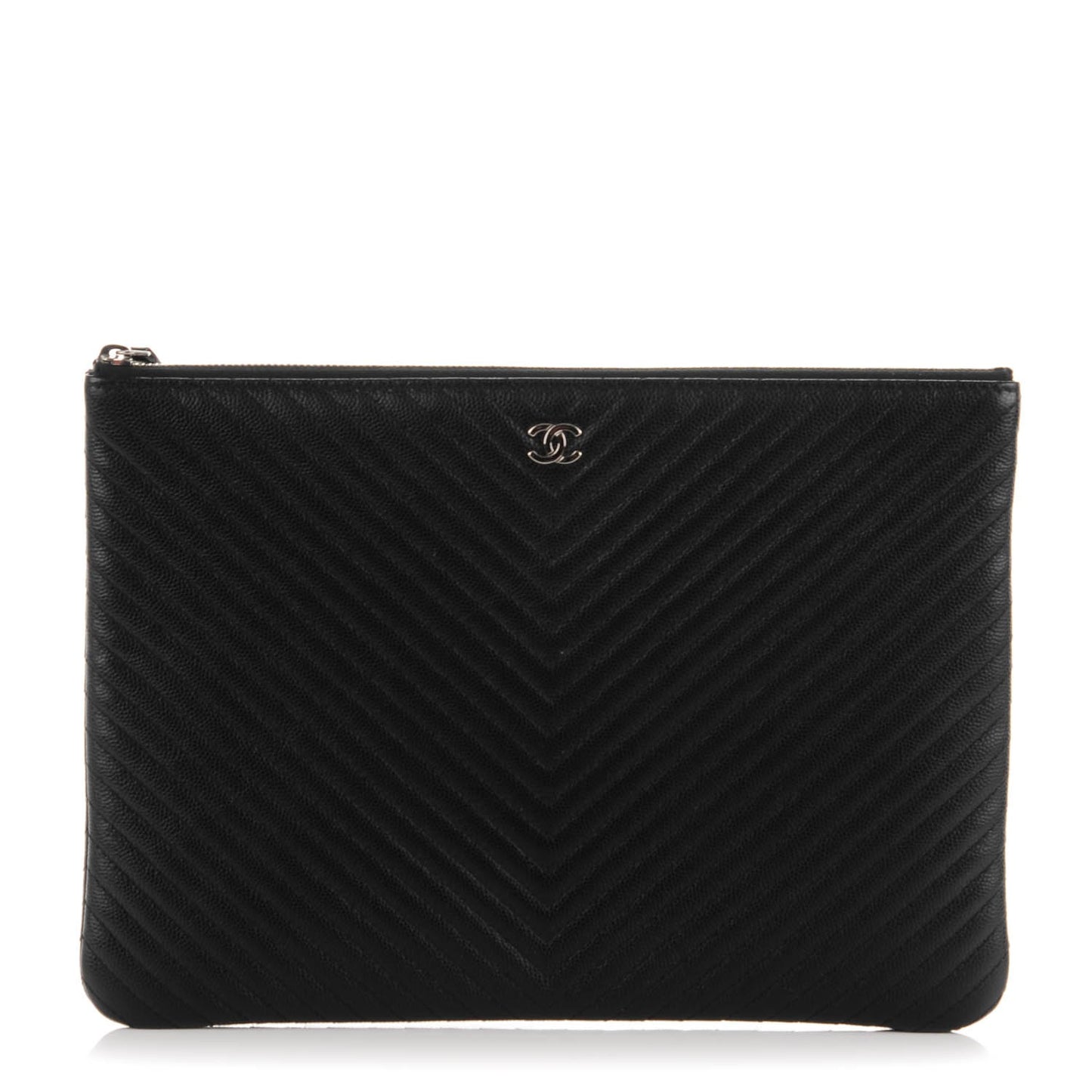 Caviar Chevron Medium Cosmetic Case Black