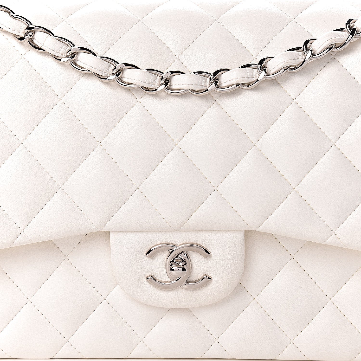 Chanel Lambskin Quilted Jumbo Double Flap White 14 of 14
