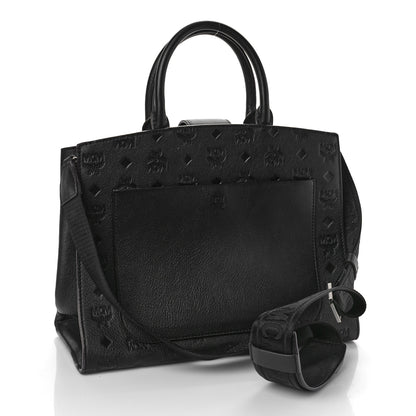 MCM Calfskin Ottomar Monogram Medium Essential Tote Black 3 of 8