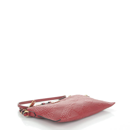 Burberry Signature Grain Calfskin Check Embossed Peyton Crossbody Clutch Bag Military Red 4 of 10