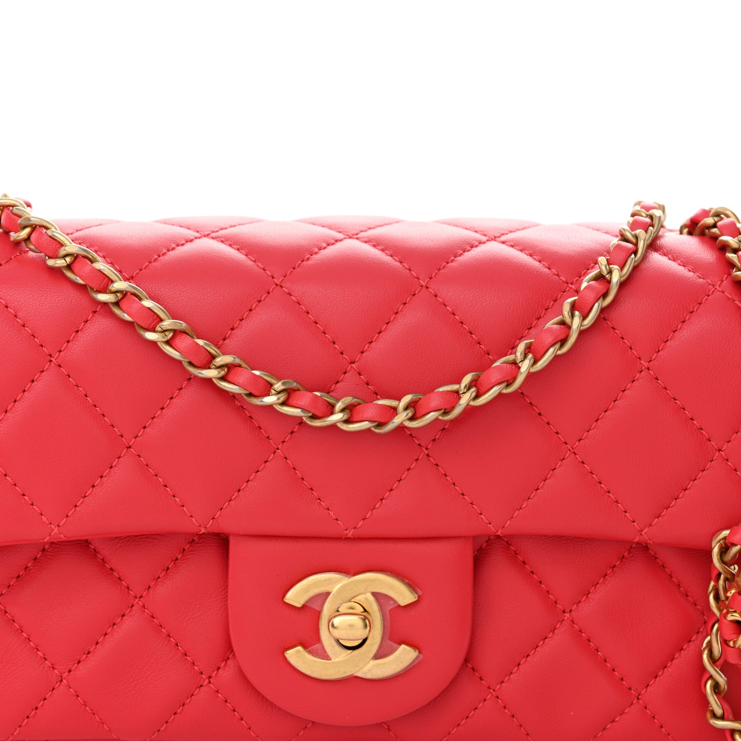 Chanel Lambskin Quilted Mini Rectangular Pearl Crush Flap Red 8 of 11