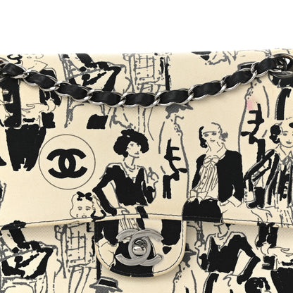Chanel Canvas Coco Icons Medium Double Flap Black White 8 of 13