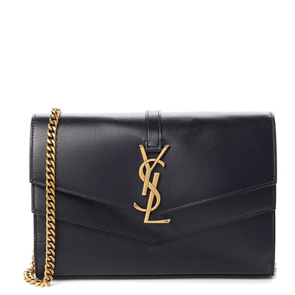 Saint Laurent Smooth Calfskin Monogram Sulpice Chain Wallet Marine 1 of 9