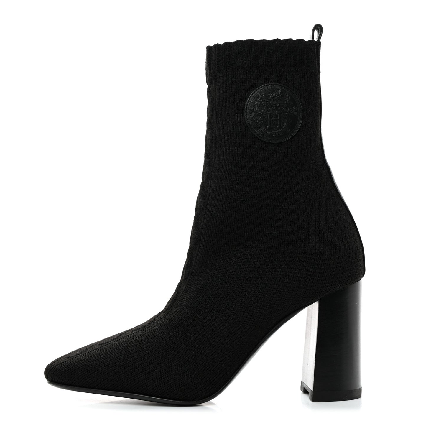 Knit Calfskin Volver 90 Ankle Boots 37 Black