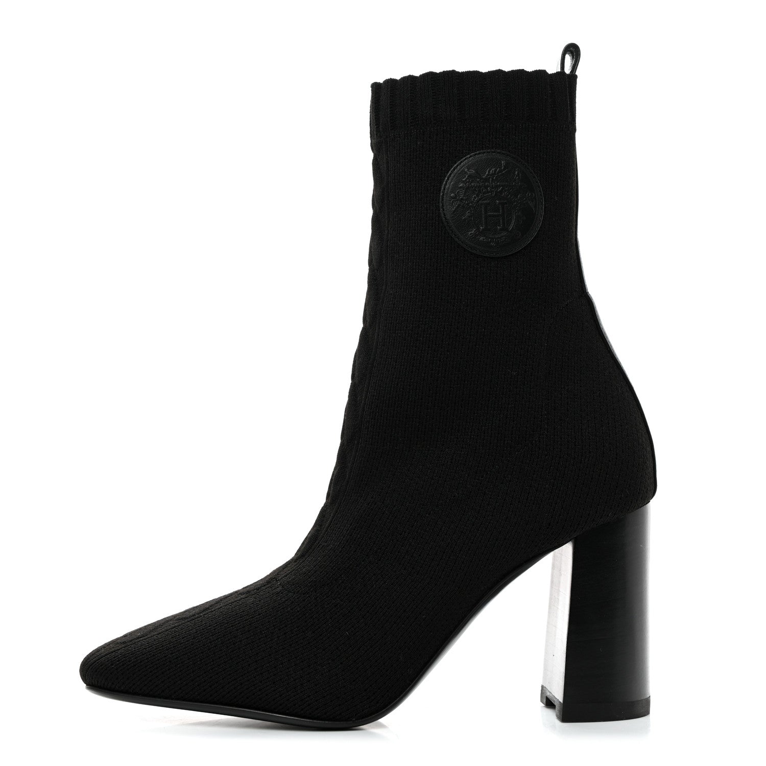 Hermes Knit Calfskin Volver 90 Ankle Boots 37 Black 1 of 9
