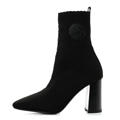 Hermes Knit Calfskin Volver 90 Ankle Boots 37 Black 1 of 9
