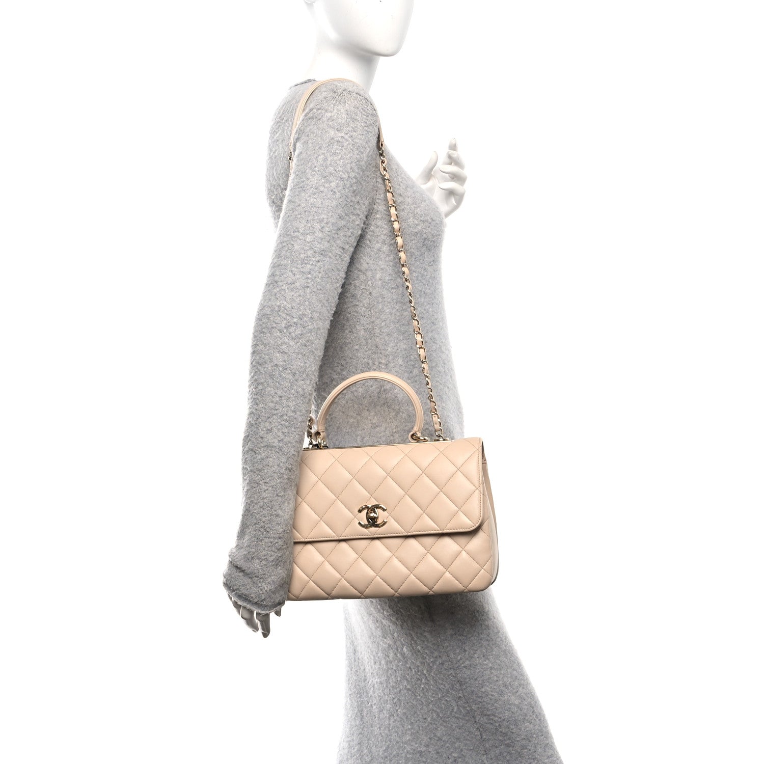 Chanel Lambskin Quilted Medium Trendy CC Flap Dual Handle Bag Beige 2 of 11