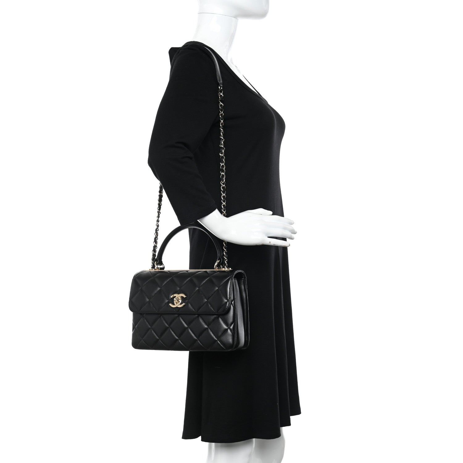 Chanel Lambskin Quilted Small Trendy CC Dual Handle Flap Bag Black 2 of 10