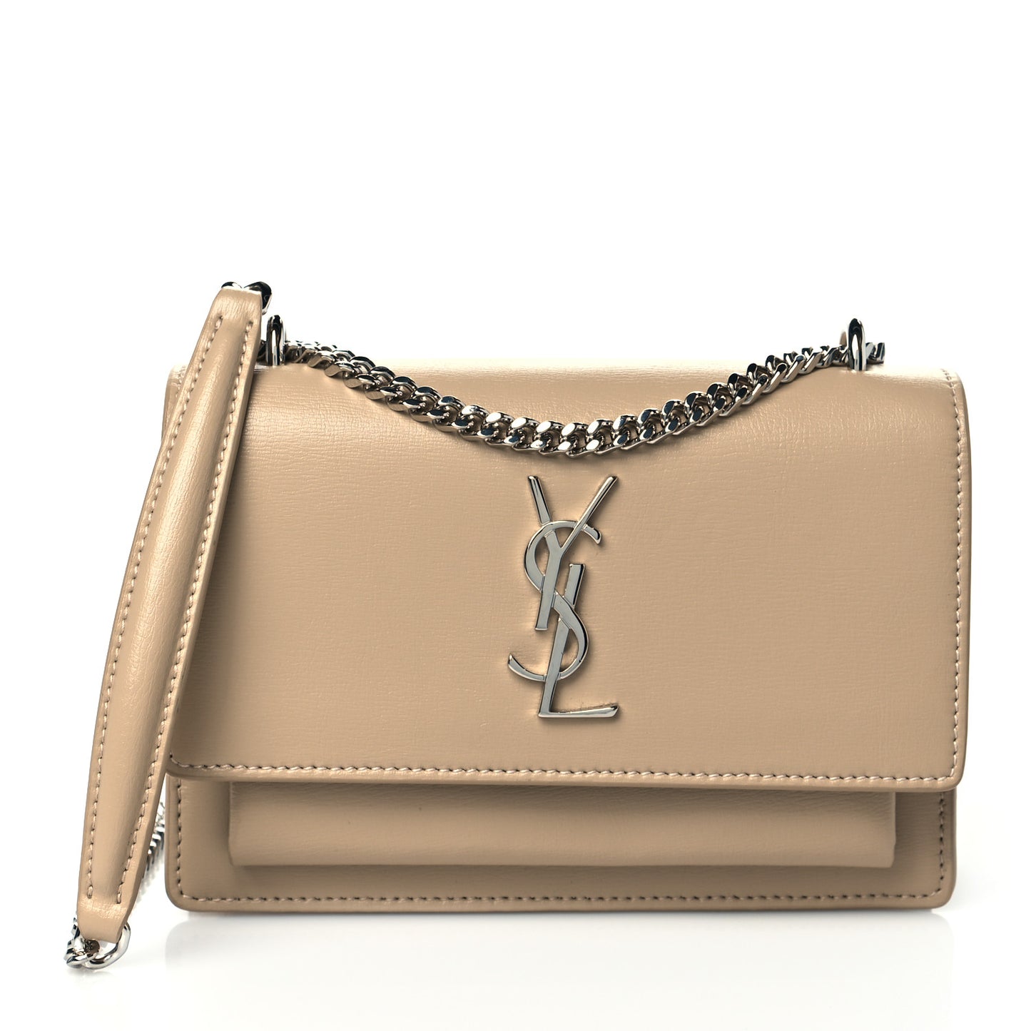 Calfskin Monogram Sunset Chain Wallet Nude Powder
