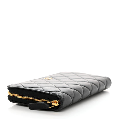 Chanel Lambskin Quilted Large Gusset Zip Around Wallet Black 4 of 9