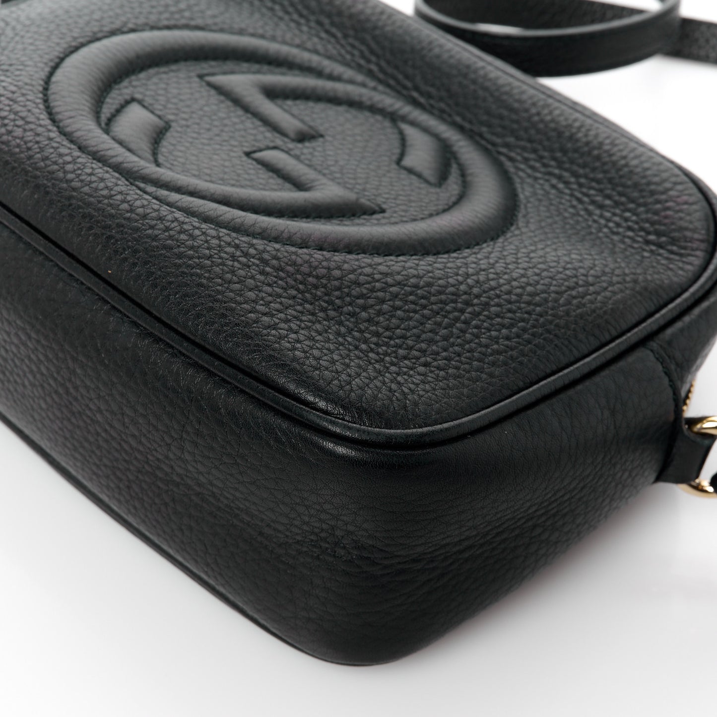 Pebbled Calfskin Small Soho Disco Bag Black