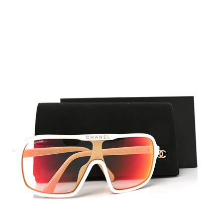 Chanel Acetate Shield Quilted Sunglasses 71655A White Gold 7 of 7
