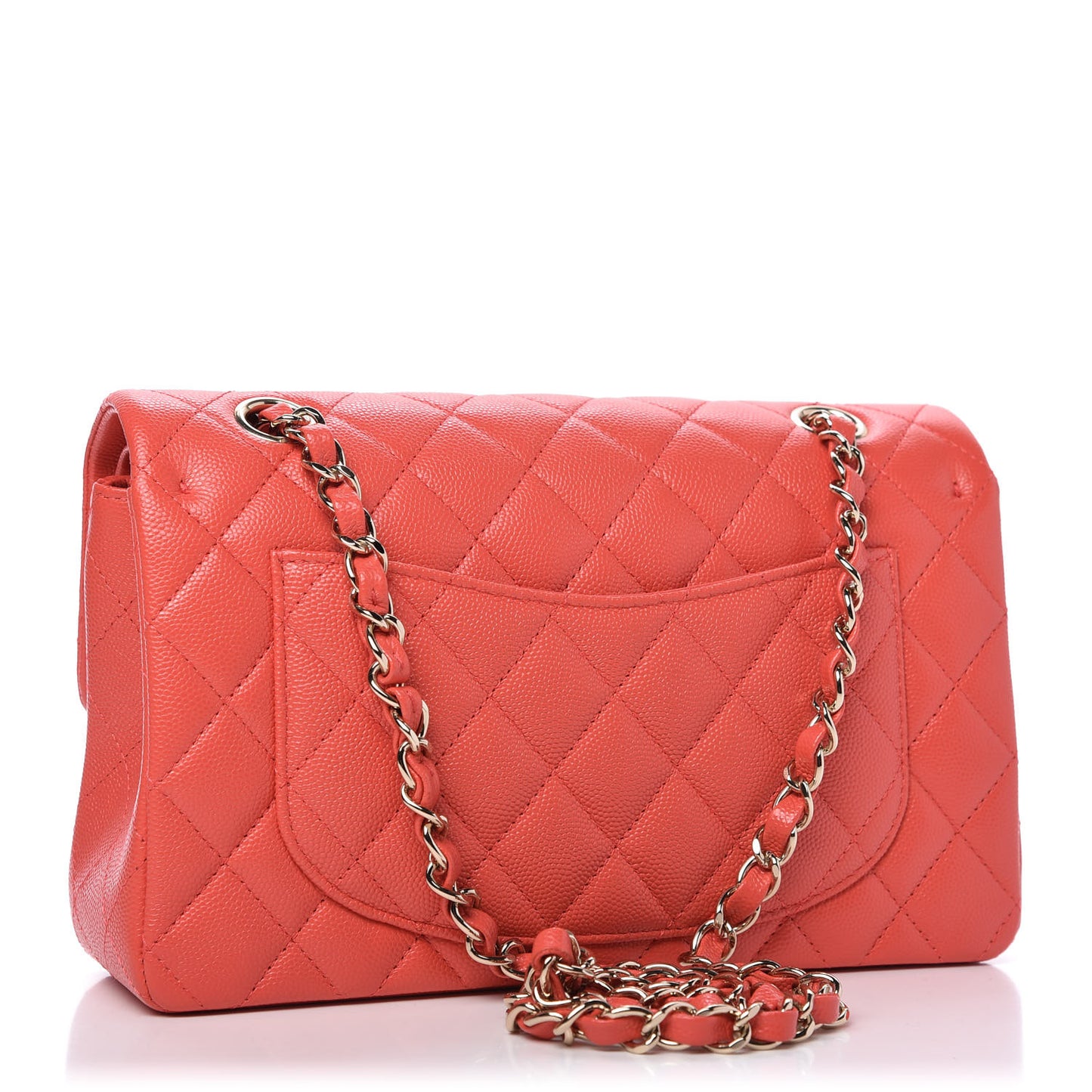 Caviar Quilted Small Double Flap Red