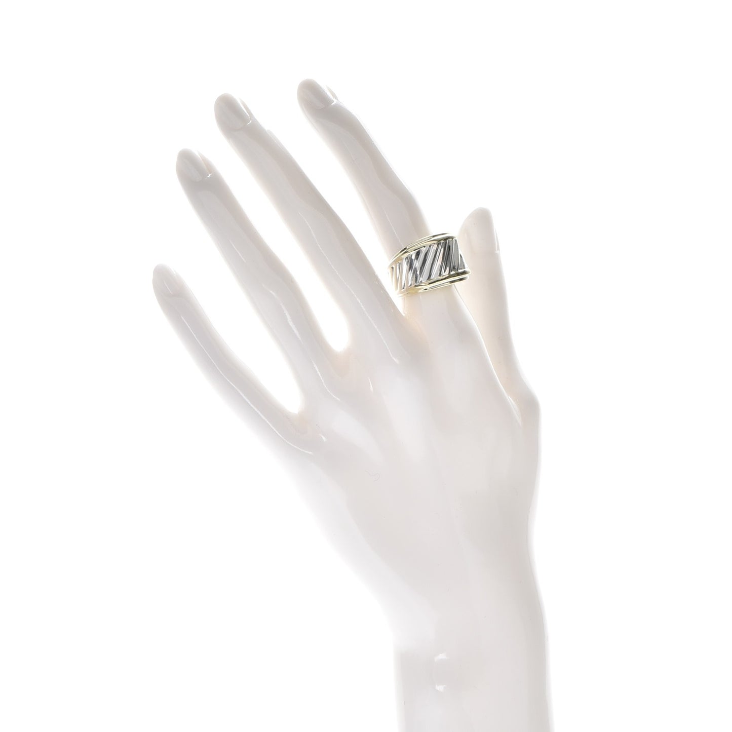 Sterling Silver 14K Yellow Gold 14.5mm Thoroughbred Ring 50 5.5