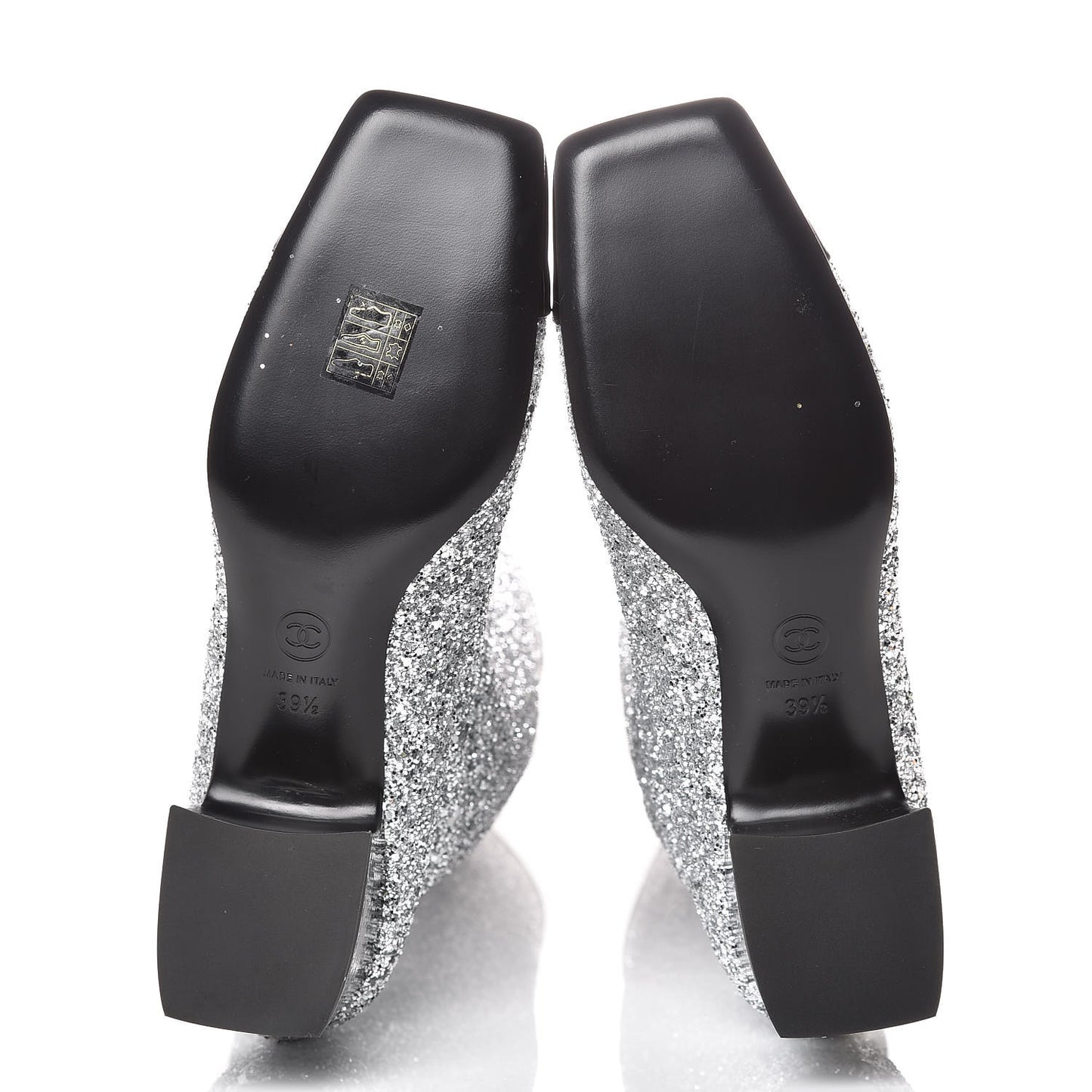 Glitter Patent Calfskin Cap Toe Fantasy High Boots 39.5 Silver Black