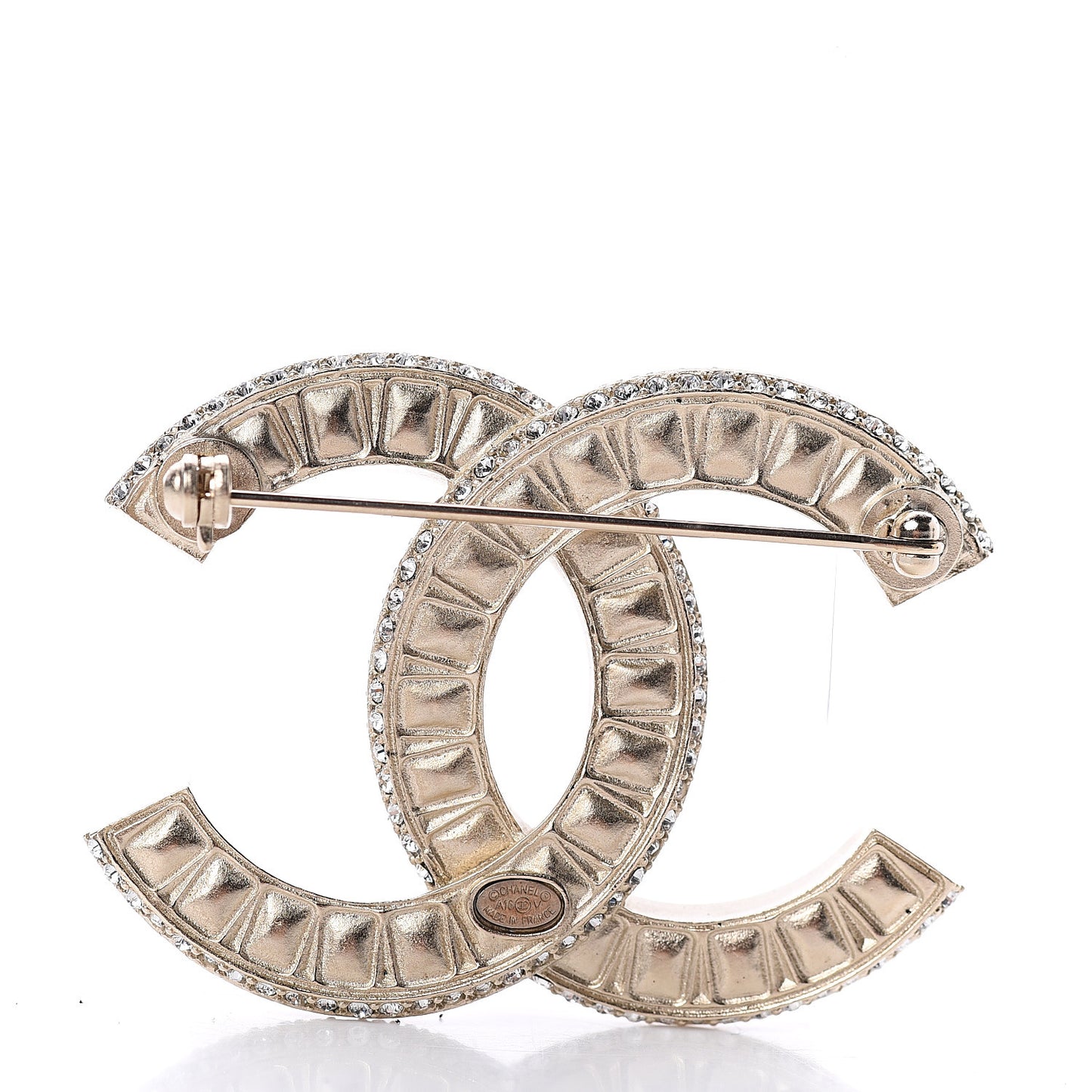 Baguette Crystal CC Brooch Gold