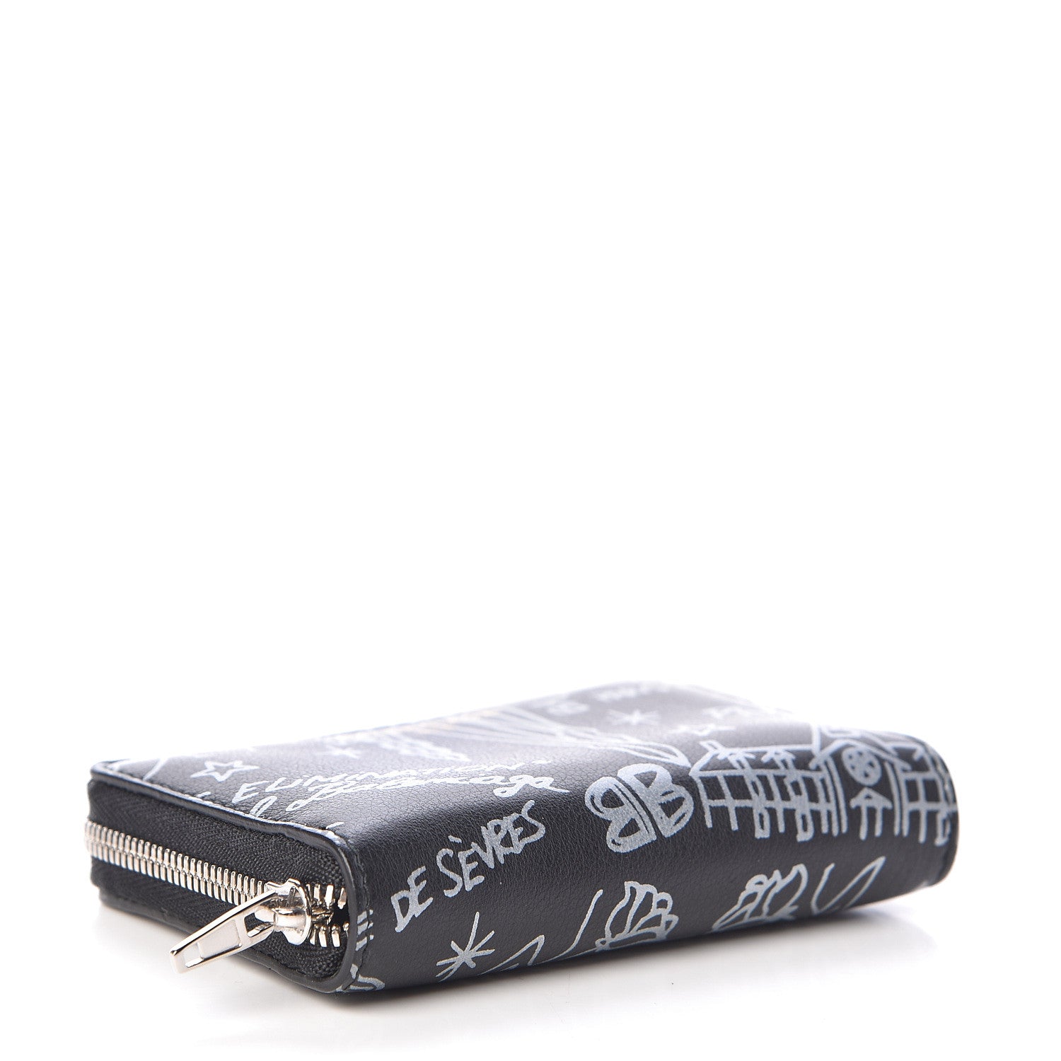 Balenciaga Calfskin Printed Tattoo Card Case Black 4 of 6