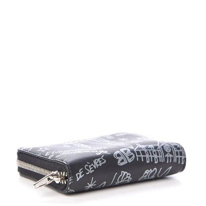 Balenciaga Calfskin Printed Tattoo Card Case Black 4 of 6