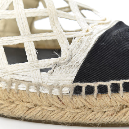 Chanel Woven Fabric Grosgrain CC Espadrilles 37 White Black 16 of 21